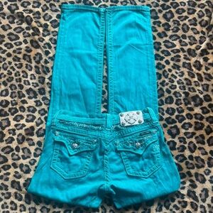 Miss Me Turquoise Straight Leg Jeans